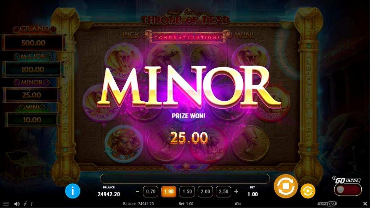 Tampilan visual slot Legion Gold and the Throne of Dead dengan nuansa emas dan Mesir kuno
